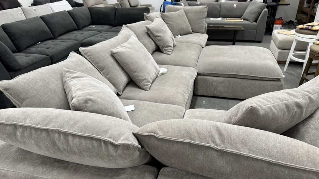 Modular Ottoman Fabric Sectional 6 Pc