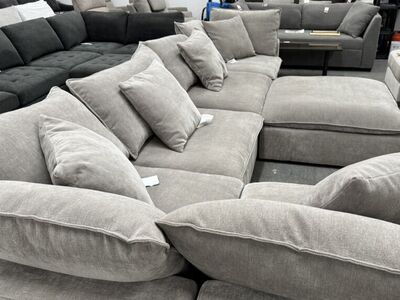 Modular Ottoman Fabric Sectional 6 Pc