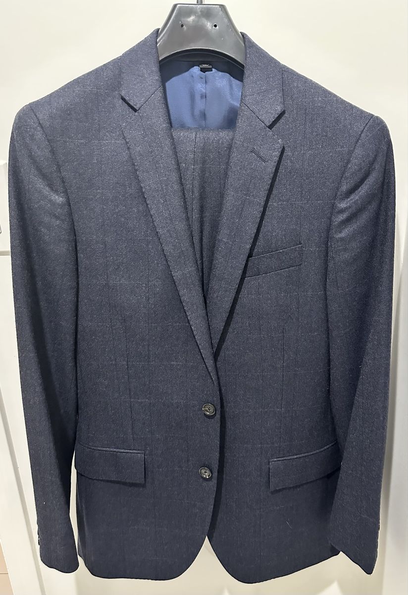 J.Crew Ludlow Men’s Navy Windowpane 2-Piece Suit 38R – Italian Fabric