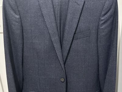 J.Crew Ludlow Men’s Navy Windowpane 2-Piece Suit 38R – Italian Fabric