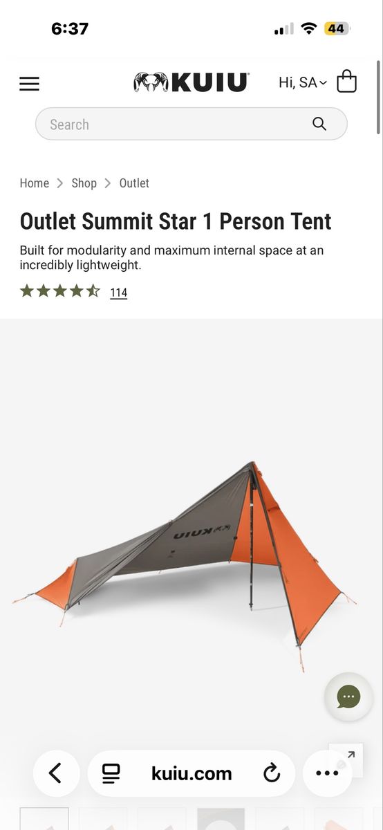 Kuiu summit star 1P tent