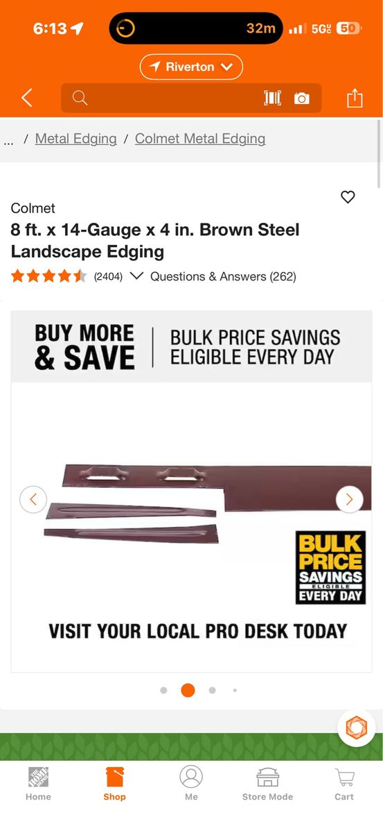 (5)colmet 8ft. x 4 in. Brown Steel landscape edgin