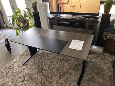 New Spacious Gaming or Executive Desk, Modern Wood & Black Finish, Large Surface for Multi-Monitor Setup