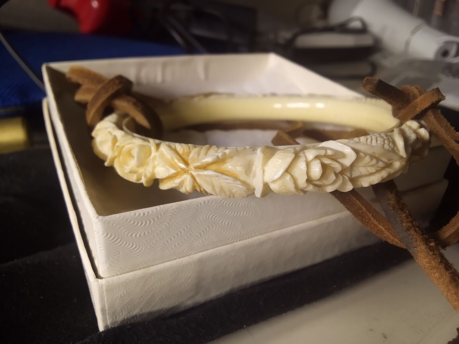 Beautiful Indian hand carved pre-ban elephant Ivory bracelet