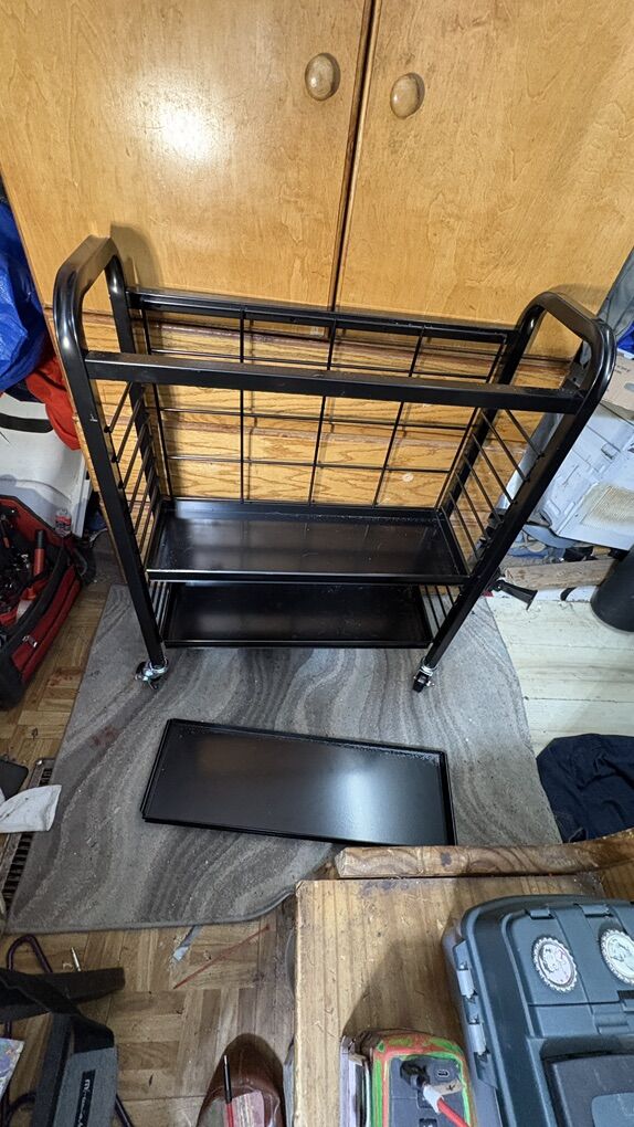 Black Utility Shelf With Wheels