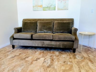 Olive/moss green couch velveteeen