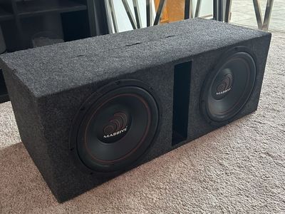 Massive Audio Car Subwoofer Box with Dual 12-inch Subwoofers - Deep Bass Enclosure