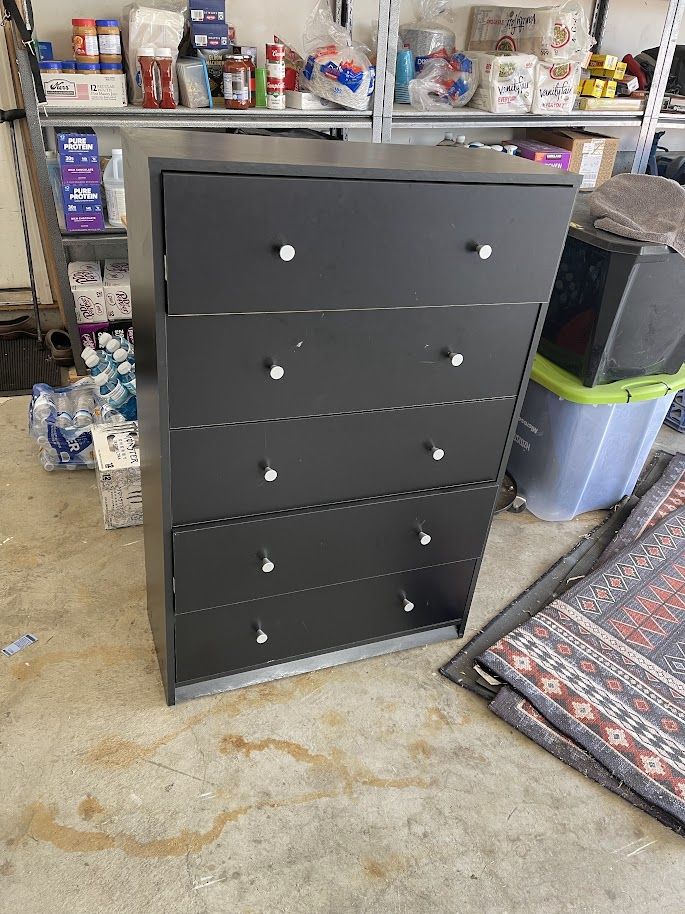 5 Drawer Black Chest