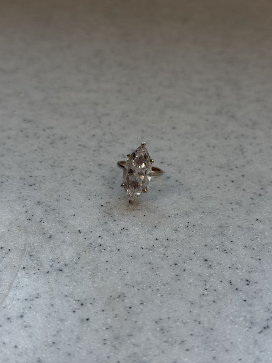 8.05 CT Marquise Brilliant Cut Lab Grown Diamond Ring 10K Rose Gold VS1 E IGI