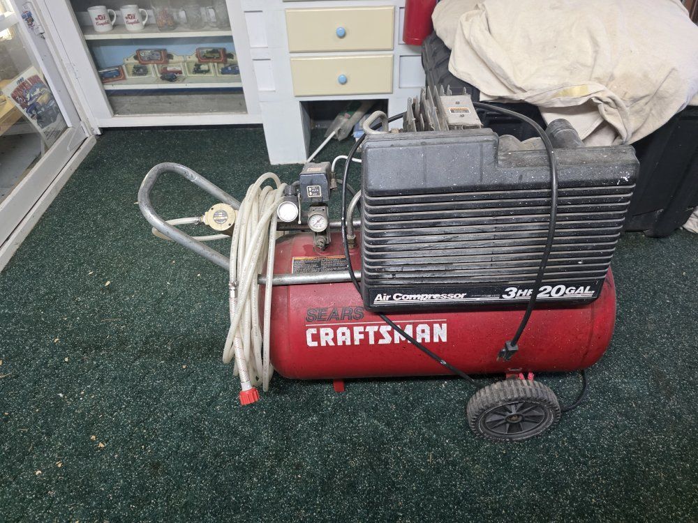 Sears Craftsman 3HP 20-Gallon Portable Air Compressor with Hose and Wheels