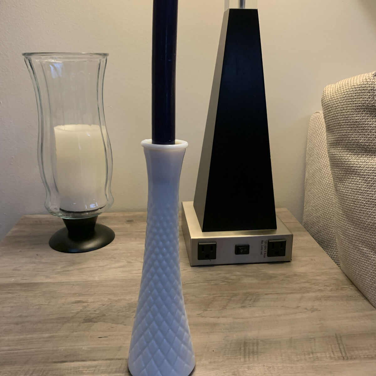 Milk Glass Vase with Diamond Pattern By EO Brody