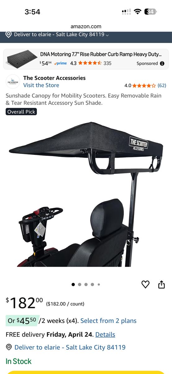 Sunshade Canopy For Mobility Scooter