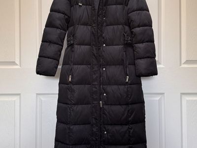 DKNY Women's Small Faux Fur Puffer Coat Long Jacket