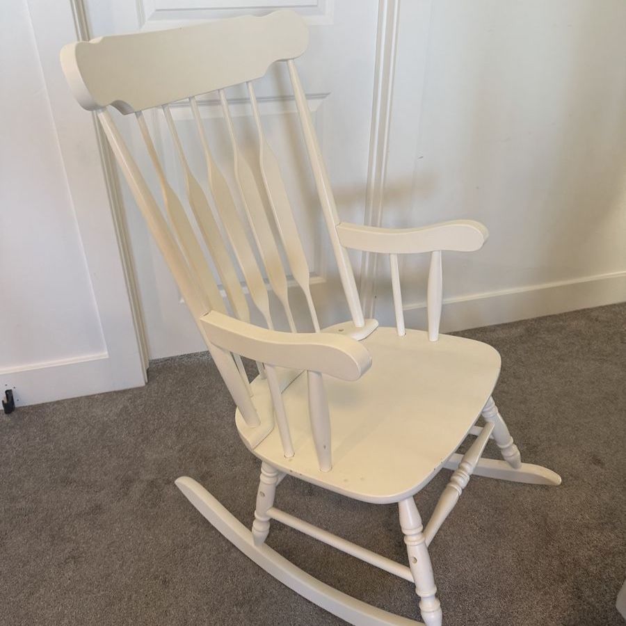 White wooden rocking chair