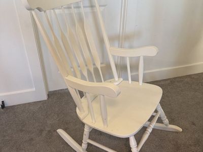 White wooden rocking chair