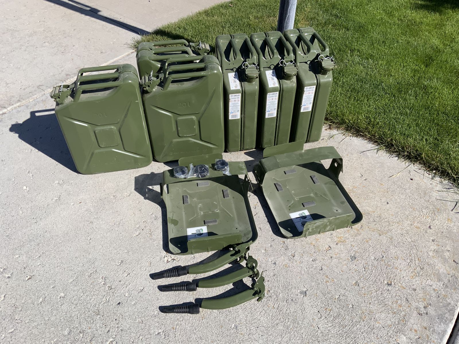 Six Gas/Fuel Cans-Nato 5 gallon and Mr Heater Portable Buddy