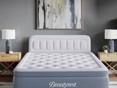New 24” queen air mattress with headboard & pump