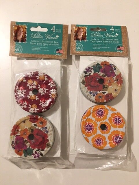 Pioneer Woman 16 oz Mason Jar Lids with Hole For Straws