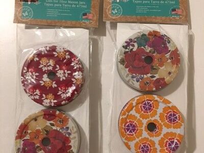 Pioneer Woman 16 oz Mason Jar Lids with Hole For Straws