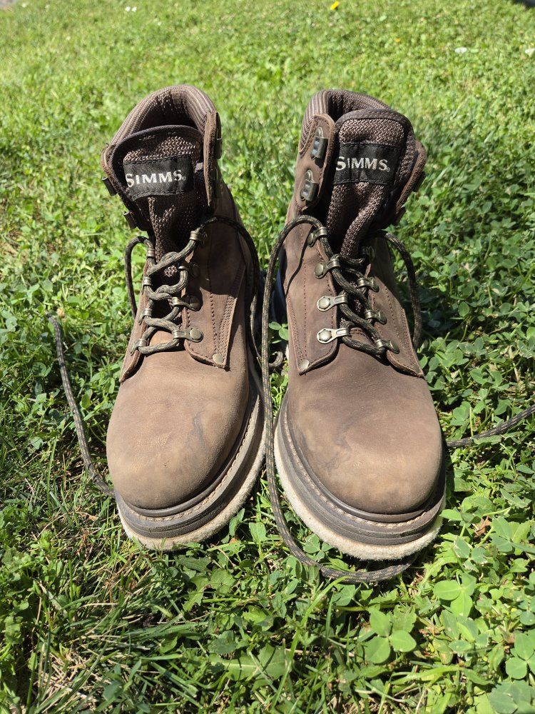 Simms Brown Leather Felt Sole Fly Fishing Wading Boots