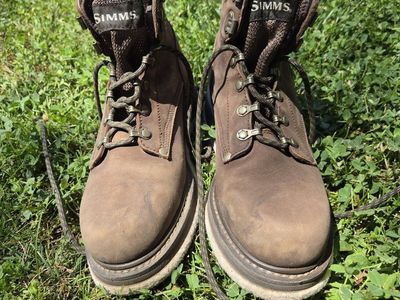Simms Brown Leather Felt Sole Fly Fishing Wading Boots