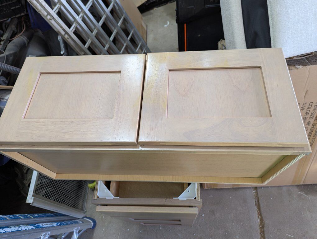 New upper Kitchen cabinet stove/ refrigerator