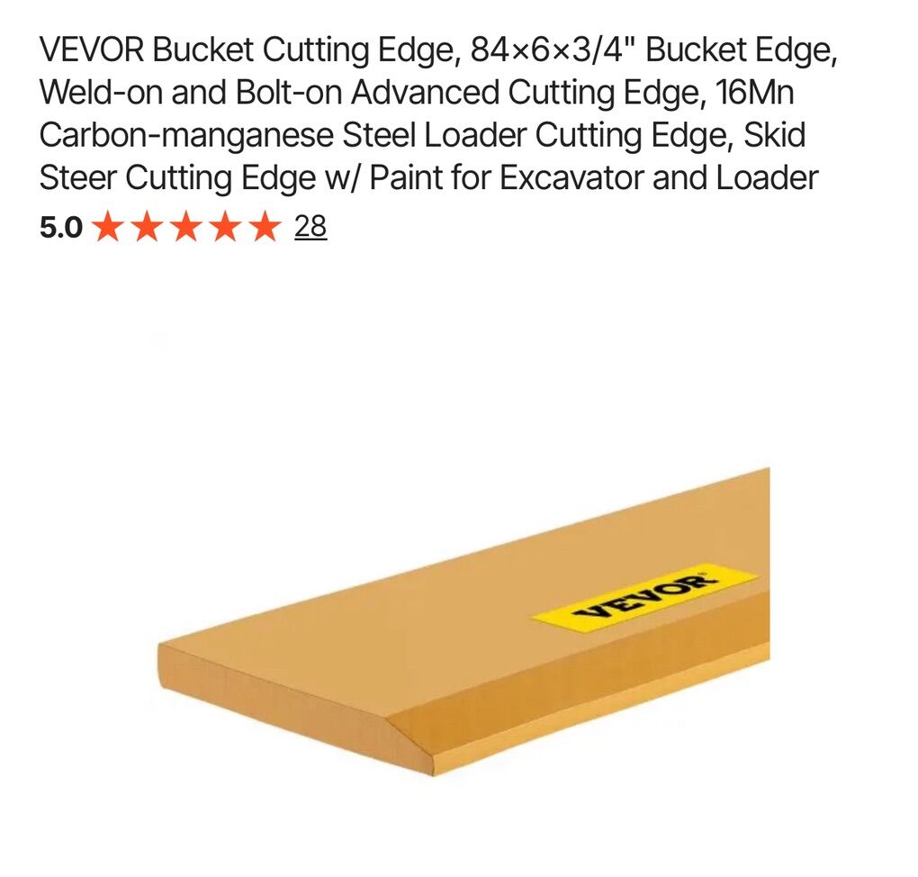 $57 LESS THAN RETAIL! BRAND NEW- VEVOR 84"X6"X3/4" Heavy Equipment Cutting Edge Replacement Blade