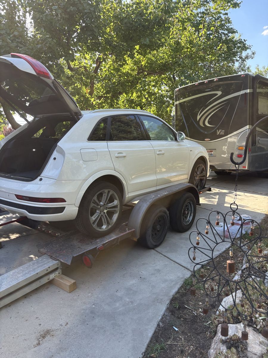 Tandem Car Hauler Utility Trailer with Ramps and Spare Tire