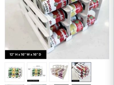 FIFO Can Tracker Rotating Pantry System White Can Organizer Shelving Units - set of 2