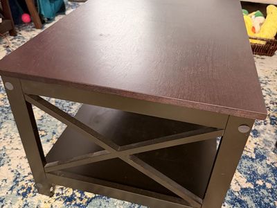 Dark Wood Coffee Table with Bottom Shelf - Modern Farmhouse Style