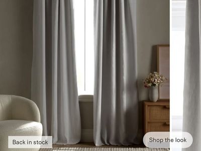 Quince 100% European Linen True Blackout Curtains Light Gray 48x96 - Pair