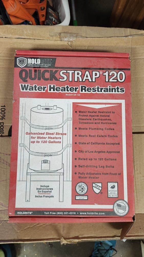 HOLD RITE QuickStrap 120 Water Heater Restraints - Galvanized Steel, Up to 120 Gallons