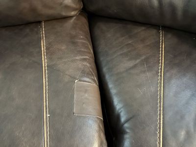 Dark Brown Leather Sectional Sofa with Recliners - Used Condition