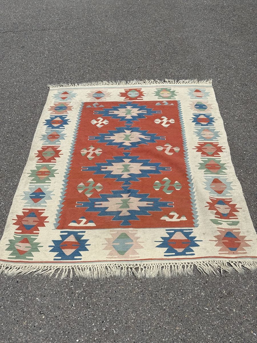Vintage 52” x 76” Turkish Kilim Wool Area Rug - Needs Cleaning