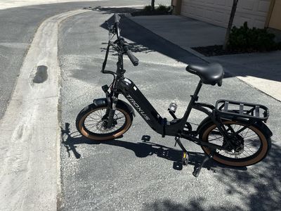Troxus Folding Electric Bike - Black Step-Through E-Bike with Rear Rack