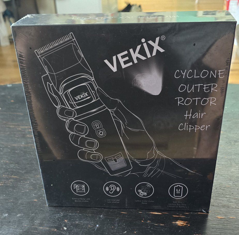 VEKIX Cyclone Outer Rotor Hair Clipper - 4500mAh Battery, 7500 RPM, Professional Trimmer