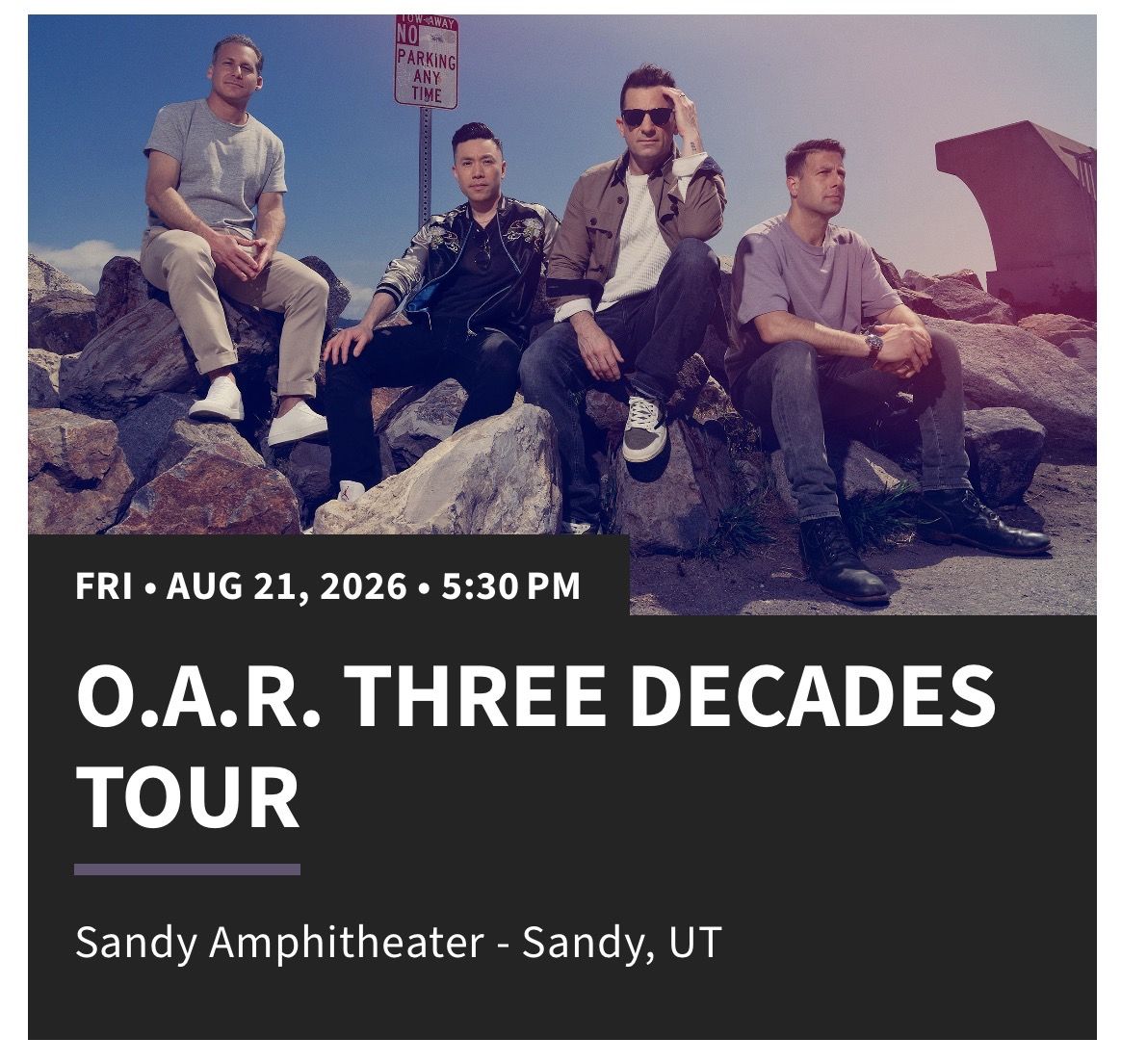 O.A.R. Tickets - 2 GA Lawn Seats - Aug 21, Sandy, UT
