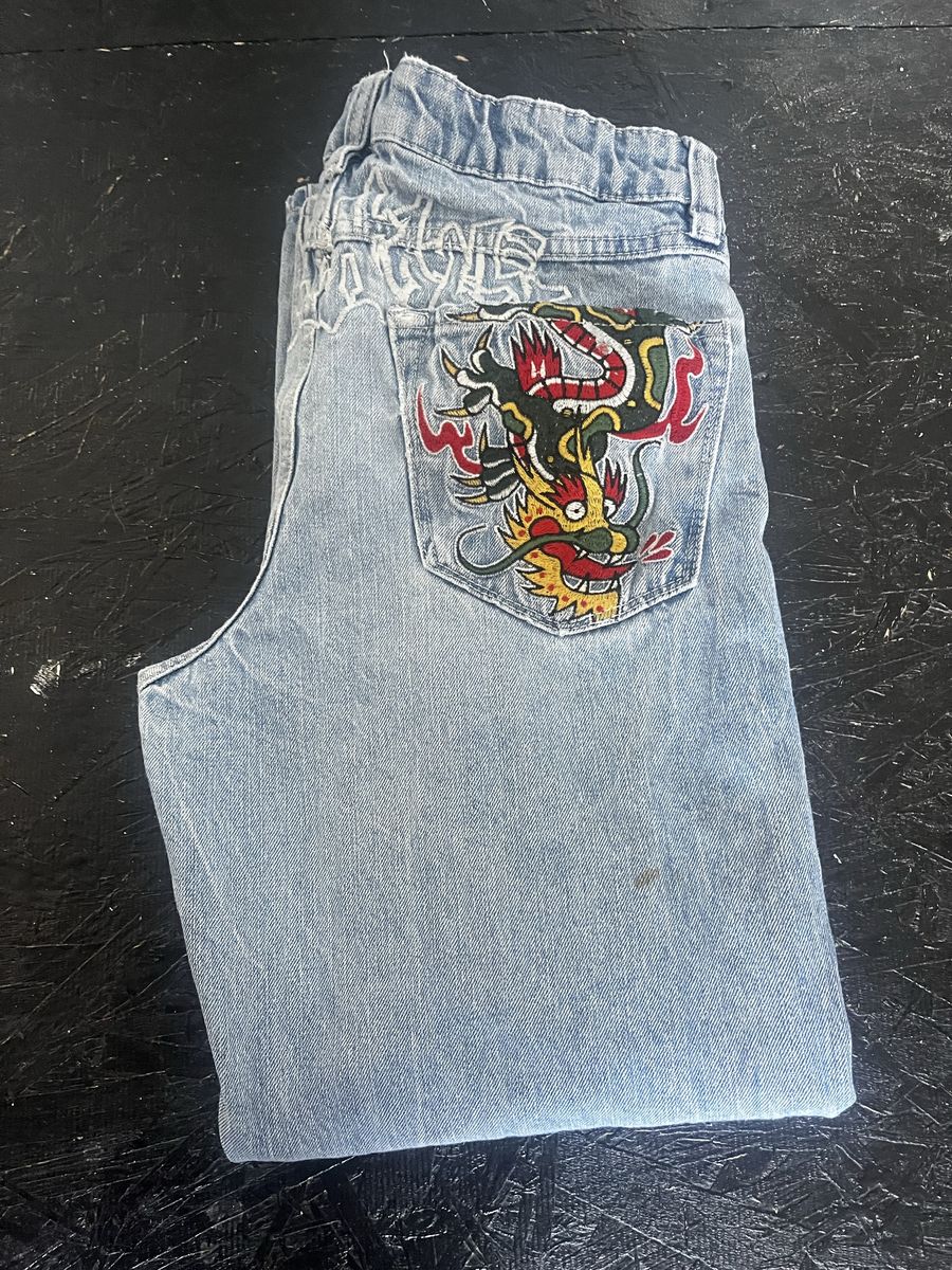 Ambush Light Wash Straight Leg Jeans with Dragon Embroidery size 27