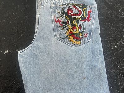 Ambush Light Wash Straight Leg Jeans with Dragon Embroidery size 27