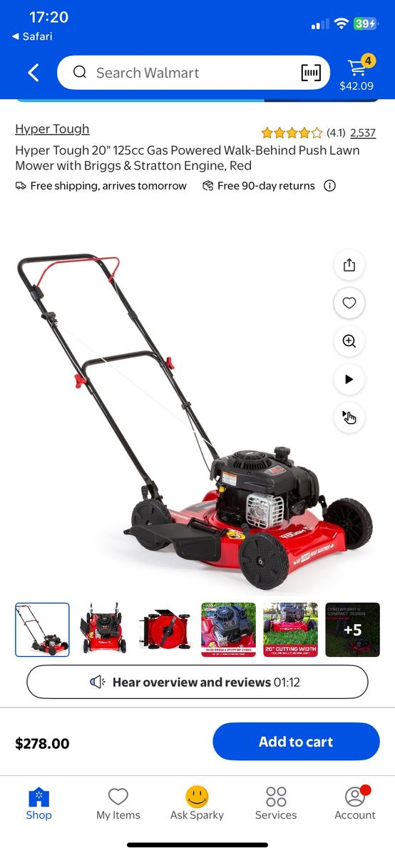 20 inch Hyper Tough push mower