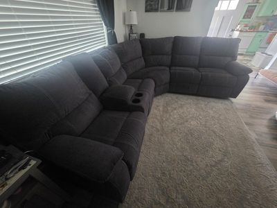 Like New/Used Grey Sectional Couch with 3 Recliners & Cupholders - Excellent Condition