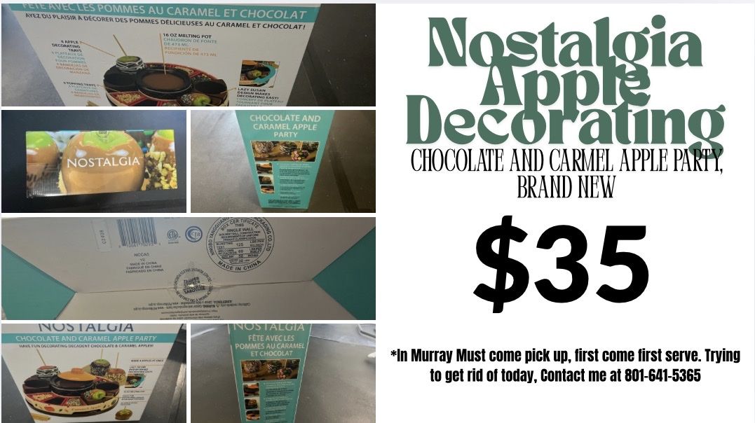 Nostalgia Chocolate & Caramel Apple Party Kit - New, 16oz Melting Pot