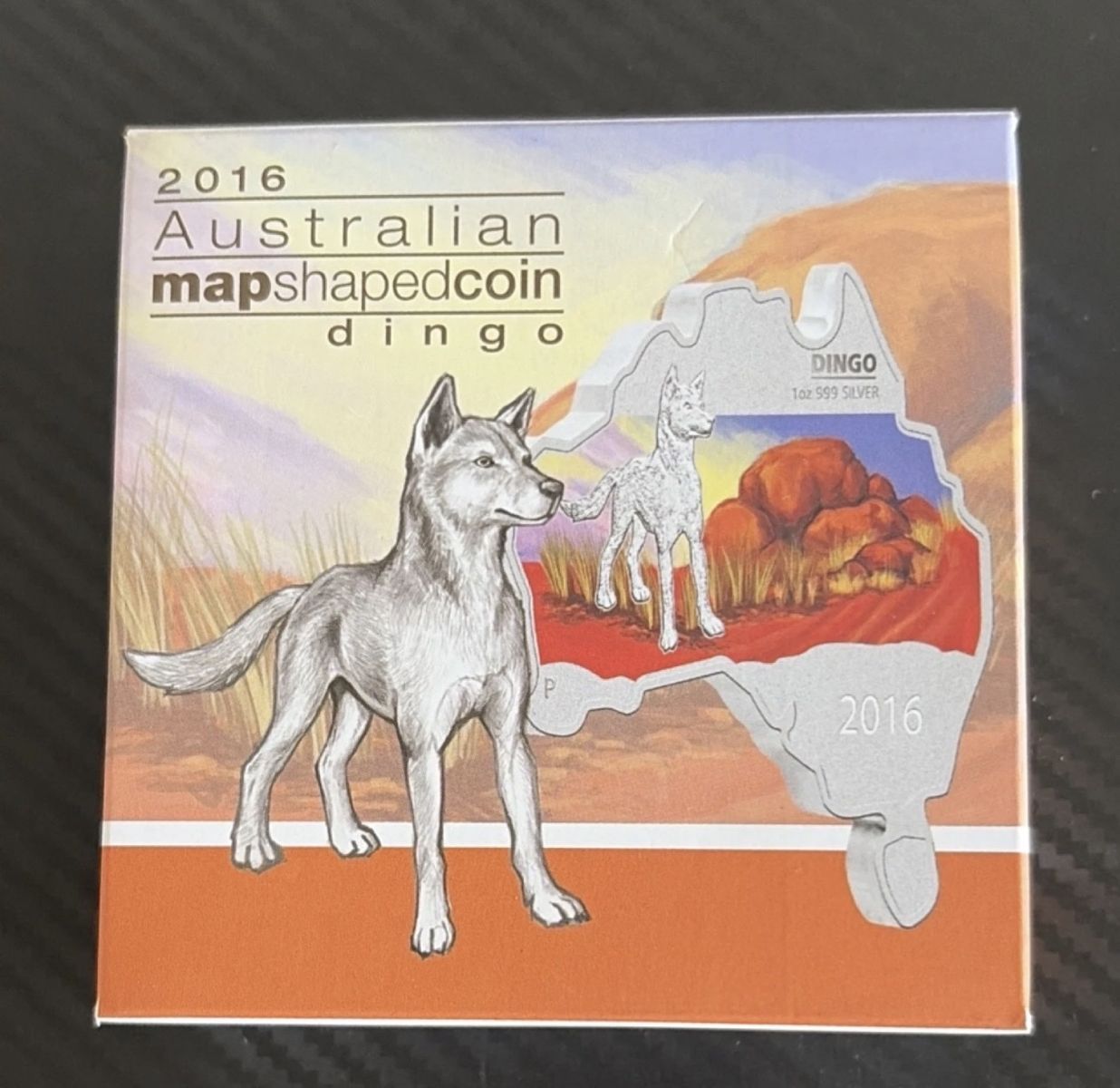 2016 Australian Map-Shaped Silver Coin – Dingo (1 oz .999 Silver)