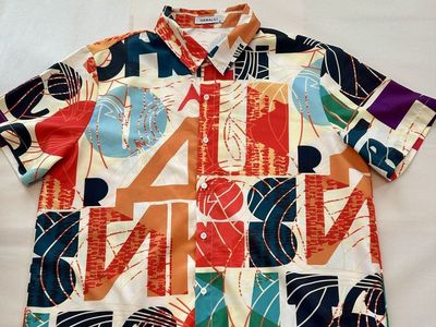 Hawalili Mens Medium Hawaiian Shirt Abstract Graphic Button Up Short Sleeve