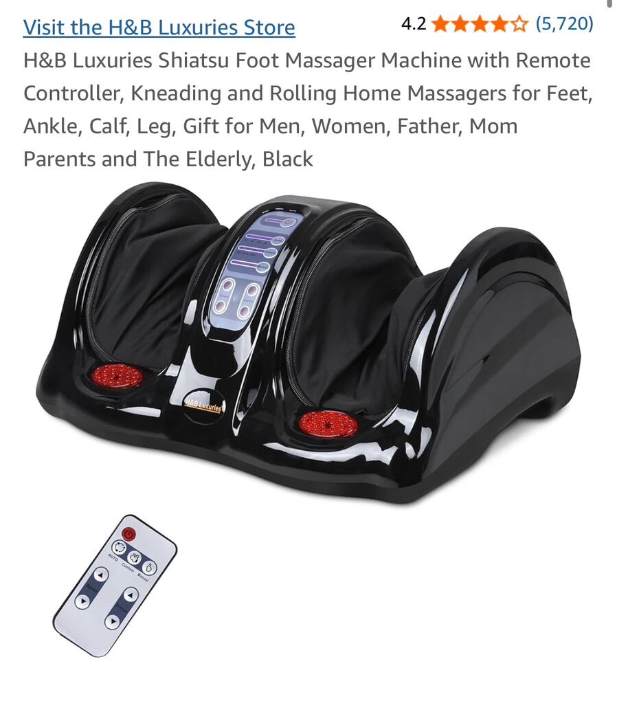 H&B Luxuries Shiatsu Foot Massager Black, New