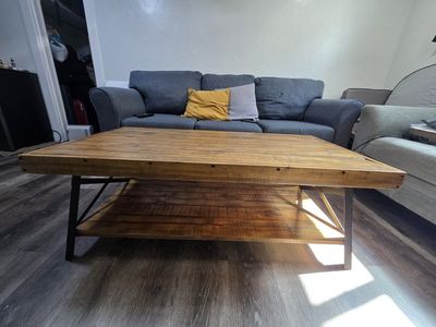 Rustic Industrial Table - Solid Wood & Metal