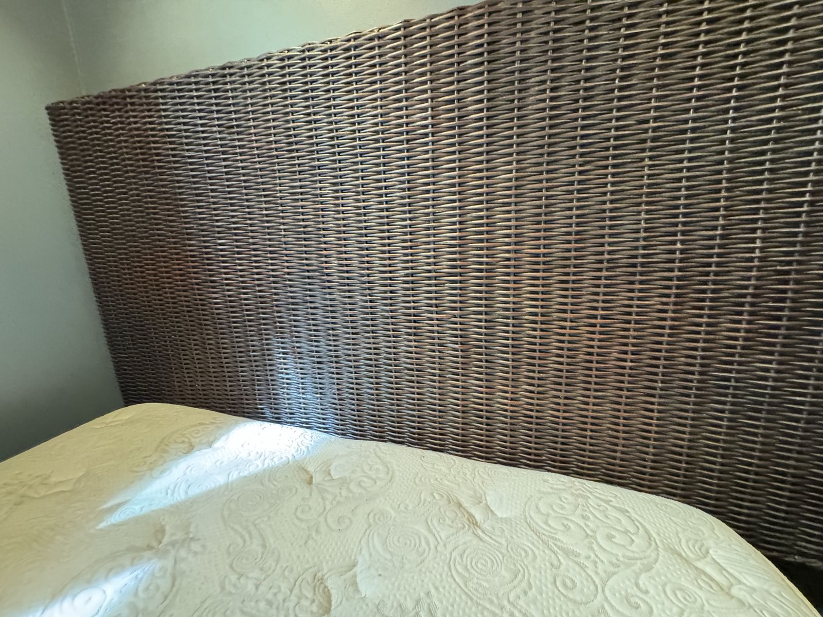 Queen/Full Headboard Walnut stain rattan