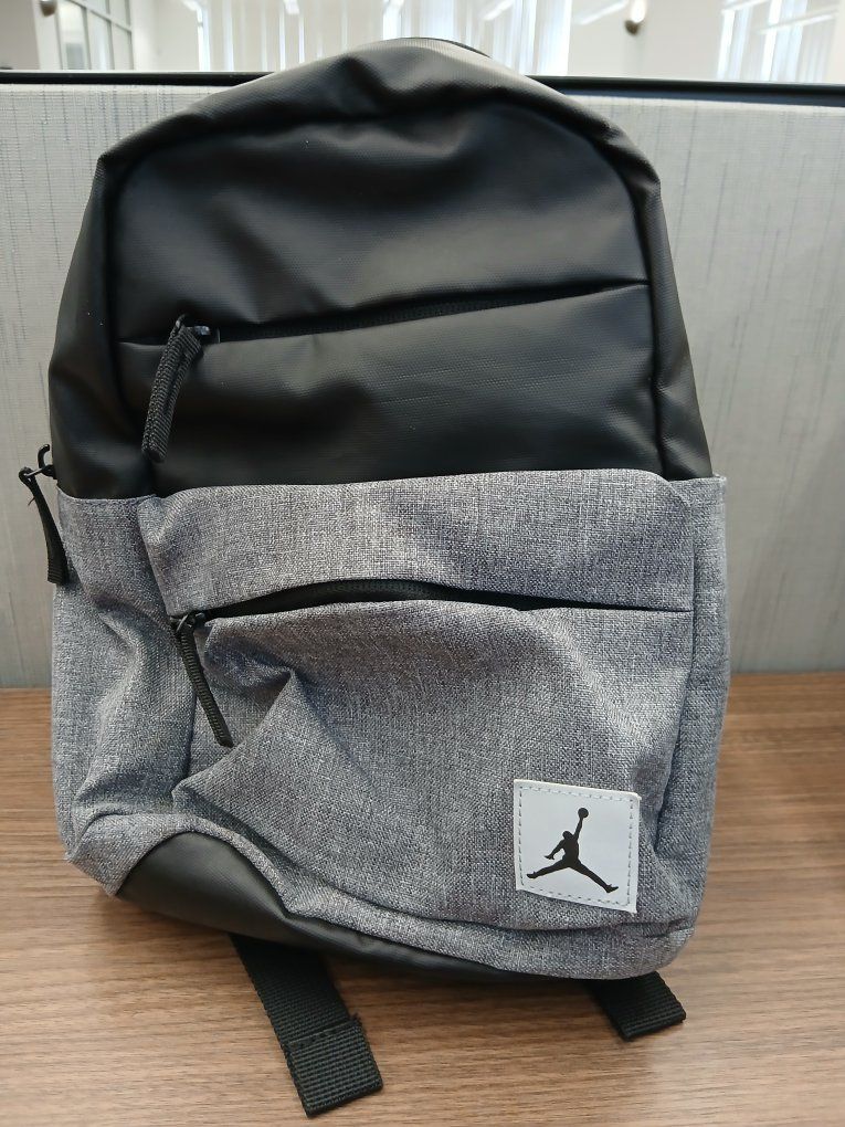 Jordan Black and Grey Backpack with Front Zipper Pockets