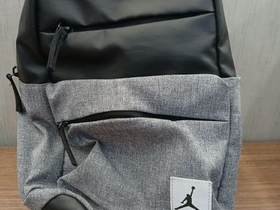 Jordan Black and Grey Backpack with Front Zipper Pockets