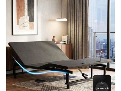 Adjustable Bed Frame with Motorized Base, Remote, Legs, and Power Supply